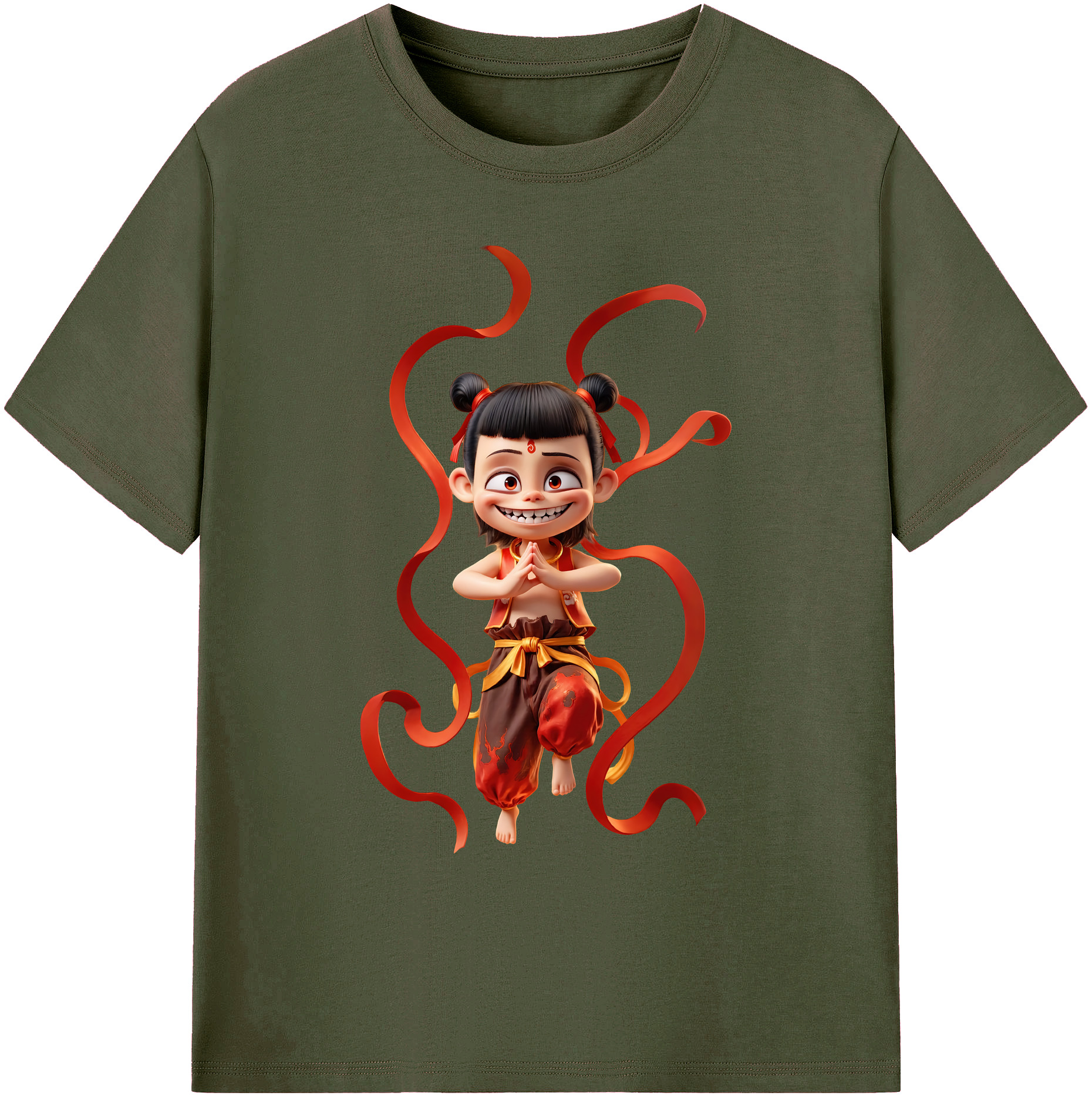 （画像用） Ne Zha 2 ナタ 魔童の大暴れ 綿100％ メンズ半袖Tシャツ｜肌触りやわらか＆通気性